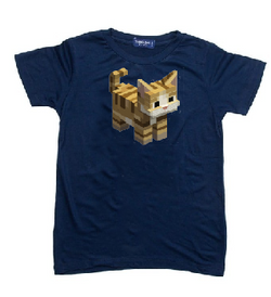KU094 Kaos Anak "pixel cat" navy