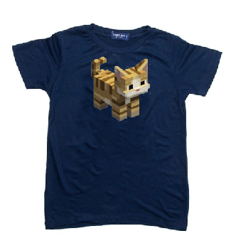 KU094 Kaos Anak "pixel cat" navy