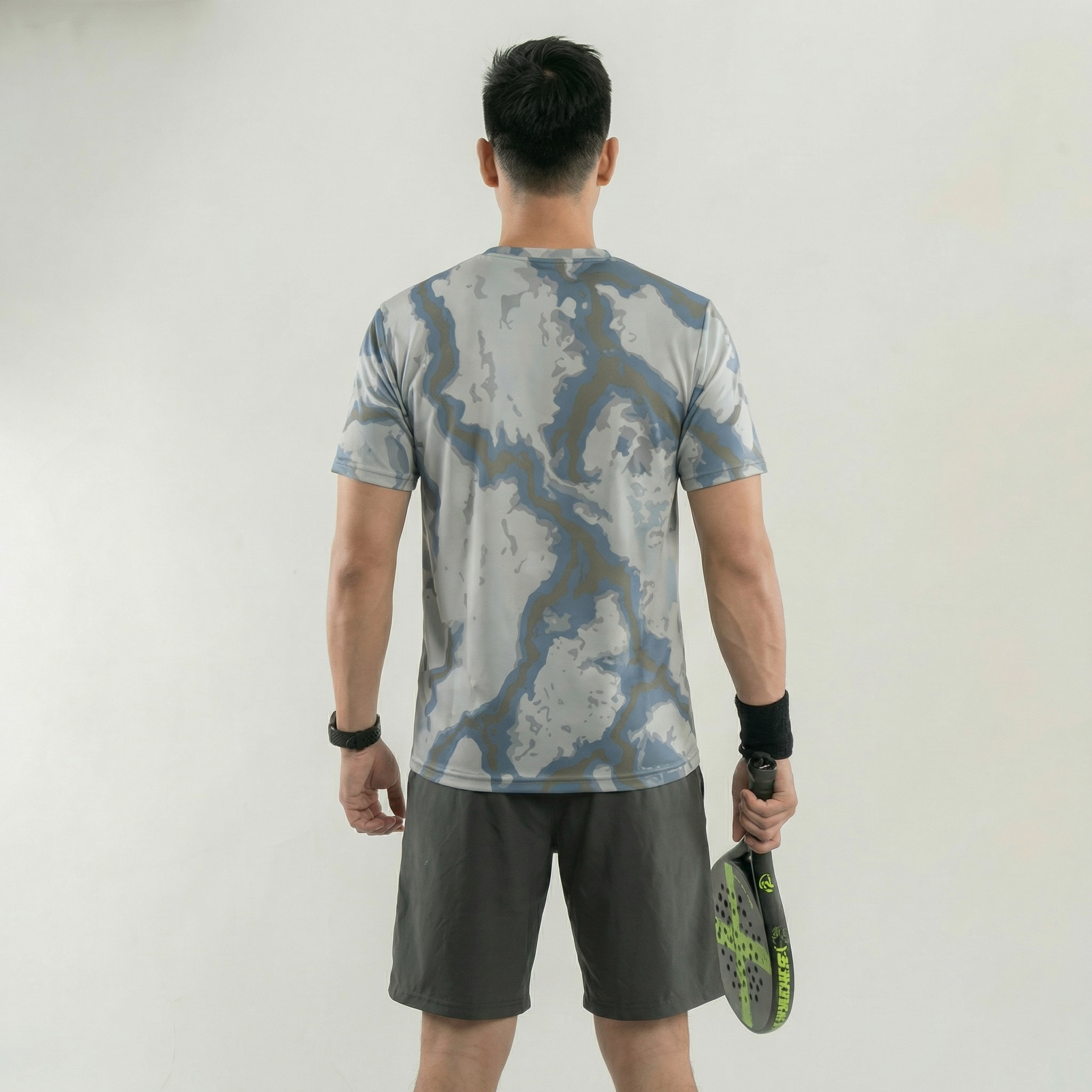 TDACTIVE Kaos Padel Pria Quick Dry | Jersey Olahraga Breathable Stretch | PORETECH berpori Tennis Training Ringan | grey river MSB59