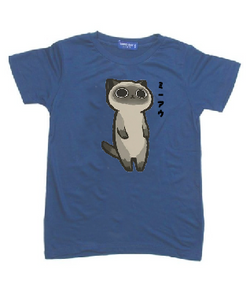 KU129 Kaos Anak Instacool "stunned cat" biru denim