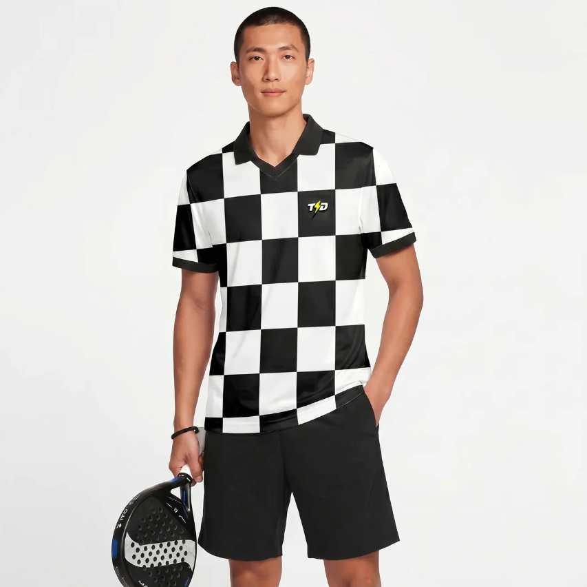 TDACTIVE Jersey Padel Pria Kaos Polo Olahraga Pria PoreTech Adem Seperti Katun Cepat Kering Padel Tenis Badminton - Checkerboard series MSB69