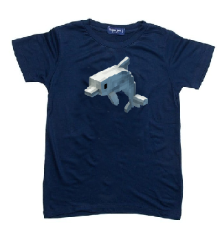 KU095 Kaos Anak "pixel dolphin" navy