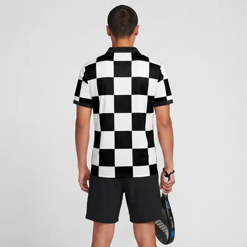 TDACTIVE Jersey Padel Pria Kaos Polo Olahraga Pria PoreTech Adem Seperti Katun Cepat Kering Padel Tenis Badminton - Checkerboard series MSB69