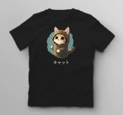 KU085 Kaos Anak Instacool "hoodie cat" hitam