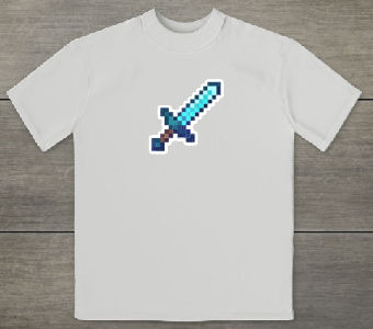 KU096 Kaos Anak "pixel sword" putih