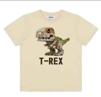 KU164 Kaos Anak "mc trex" instacool krem