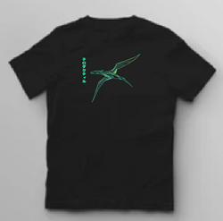 KU057 Kaos Anak Boy Girl neon pterodactyl hitam