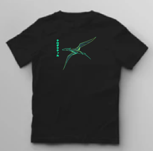 KU057 Kaos Anak Boy Girl neon pterodactyl hitam