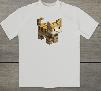 KU097 Kaos Anak "pixel cat" putih