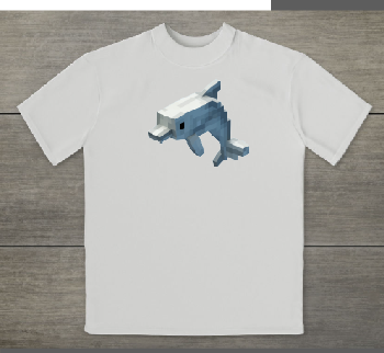 KU098 Kaos Anak "pixel dolphin" putih