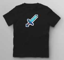 KU099 Kaos Anak "pixel sword" hitam