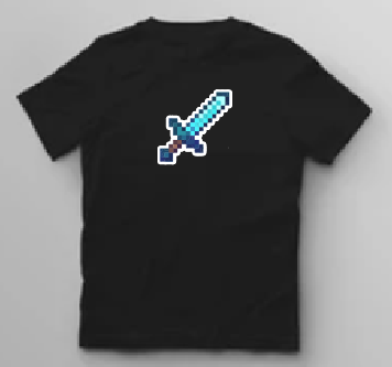 KU099 Kaos Anak "pixel sword" hitam