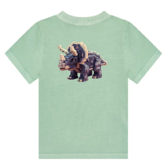 KU175 kaos anak MC triceratops hijau sage
