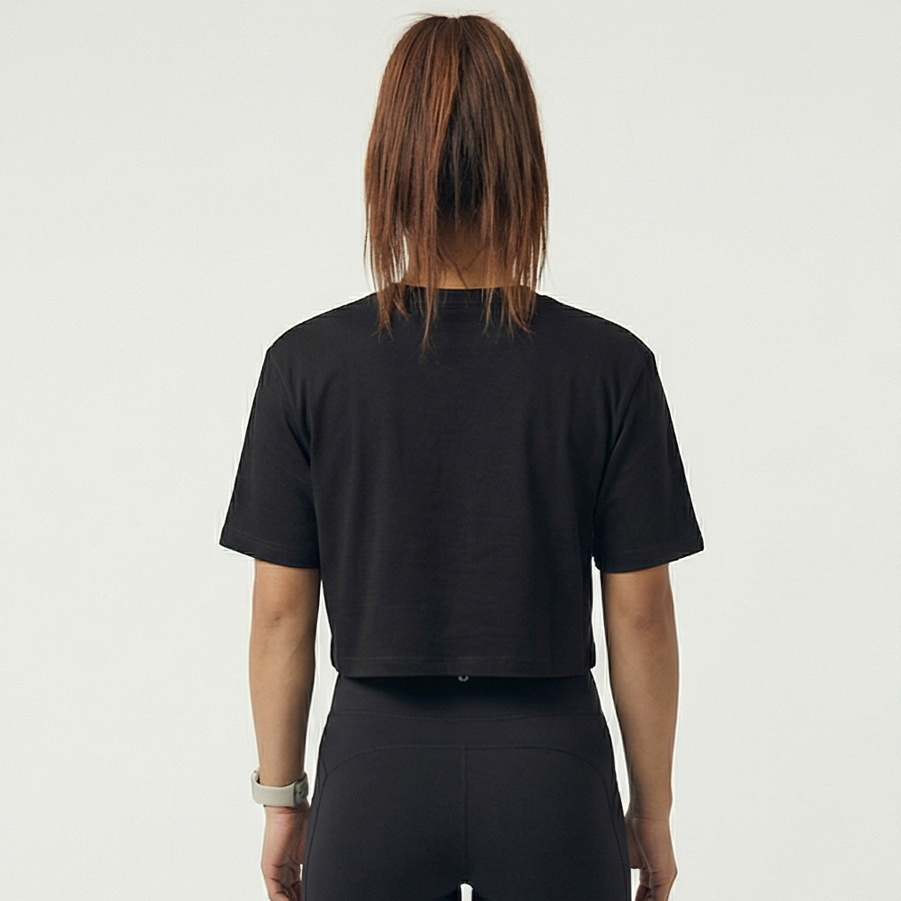 THIRDDAY Kaos Crop Oversize Gym Wanita - 1% better everyday - OLC hitam LTH38