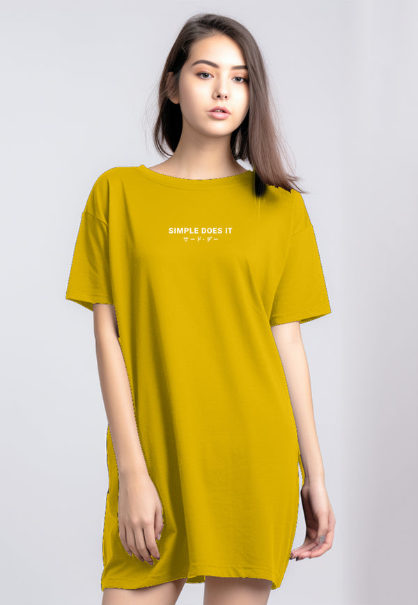 Third Day LTC24 ld lds simple does it katakana terusan kuning mustard dress panjang wanita