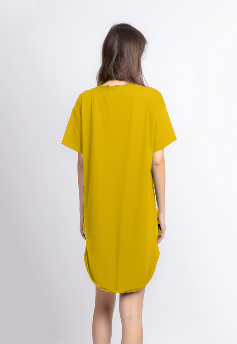 Third Day LTC24 ld lds simple does it katakana terusan kuning mustard dress panjang wanita