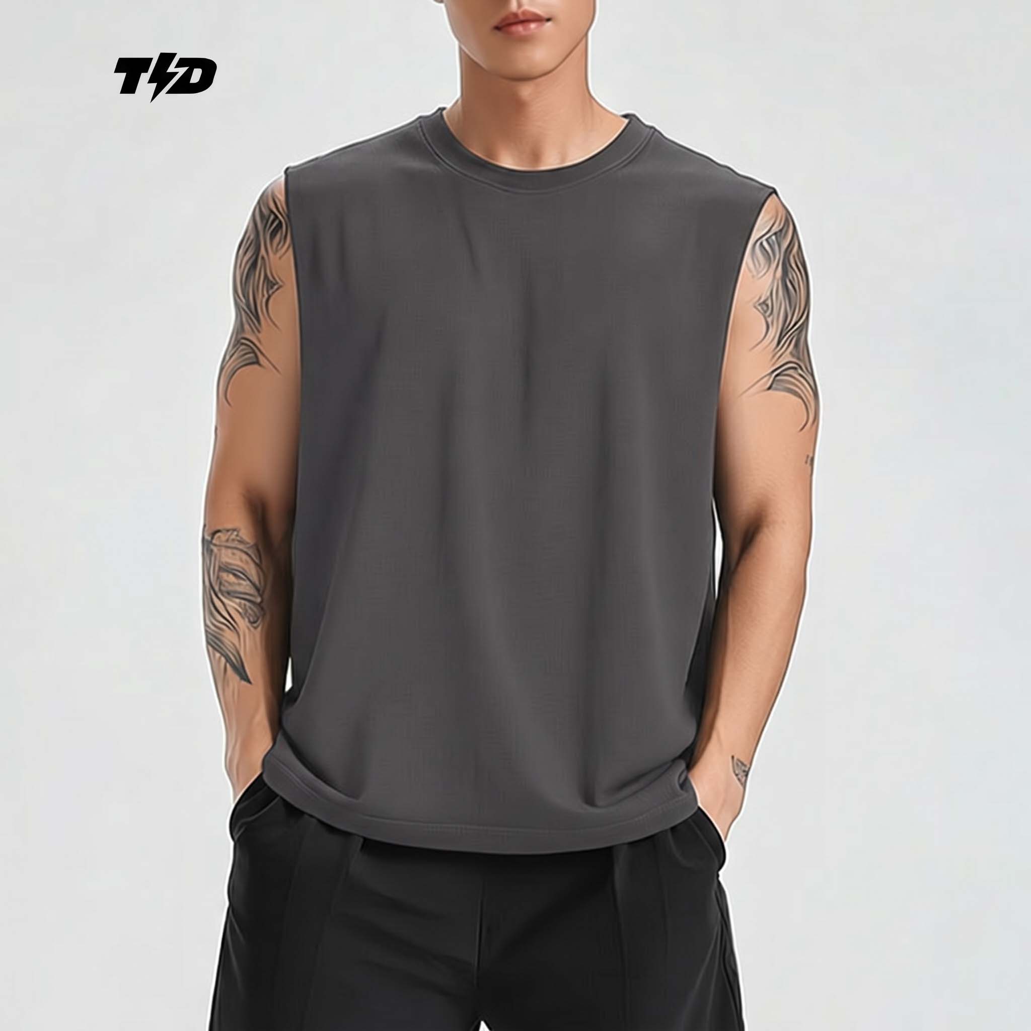 TDACTIVE Kaos Lari Kalcer Kutung Cloud Cotton 24s polos abu MSB68