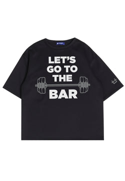 MTP47 kaos oversize gym bodybuilding casual bahan tebal scuba "let's go to the bar" hitam