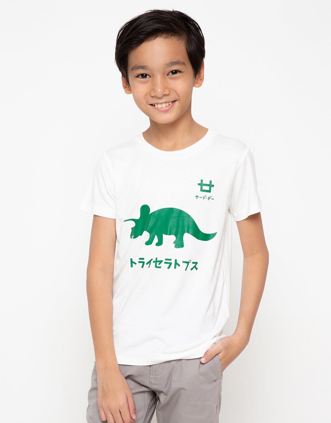 Td Kids BT174 kaos anak triceratop ga logo dakir putih