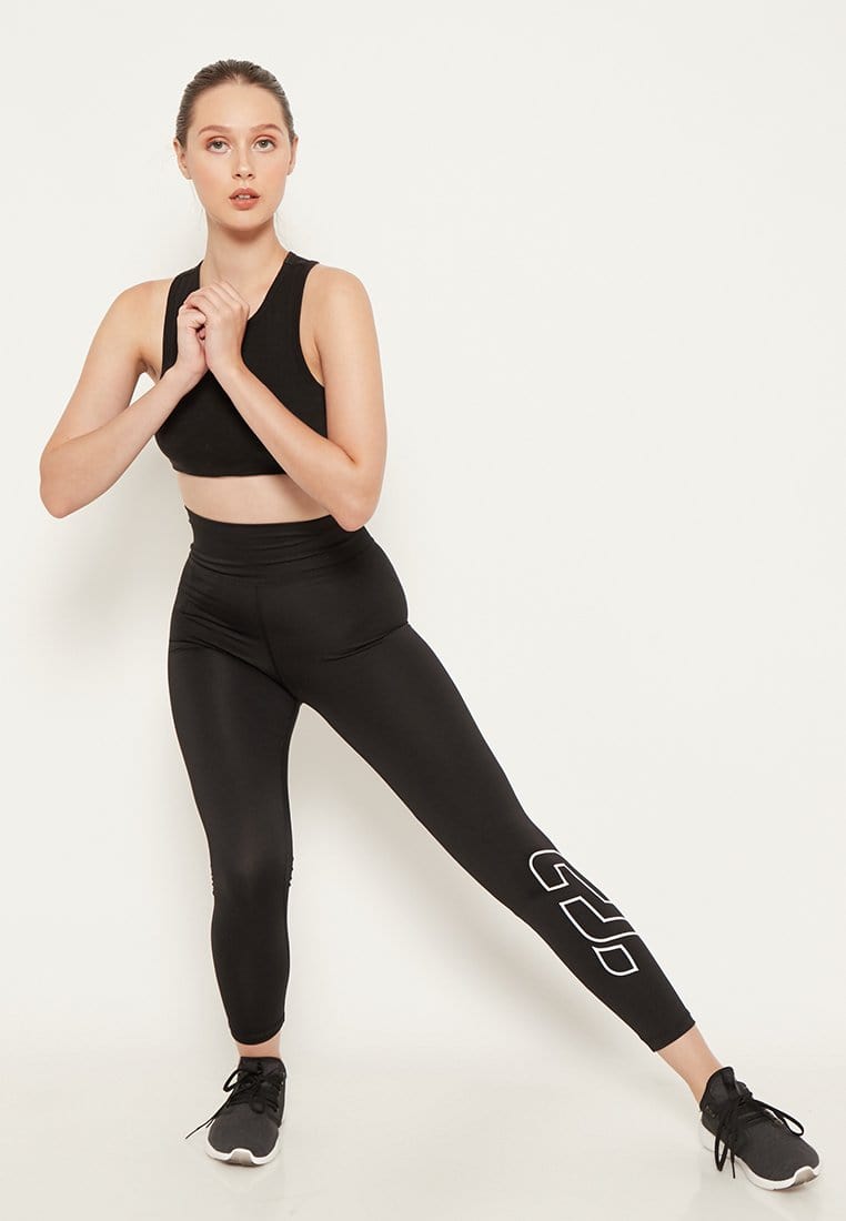 Td Active LB031 compression logo icon legging full line olahraga wanita black