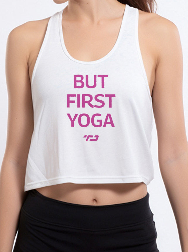 LSB26 kaos yoga crop wanita premium namaste kutung td active UAT instacool sleeveless putih