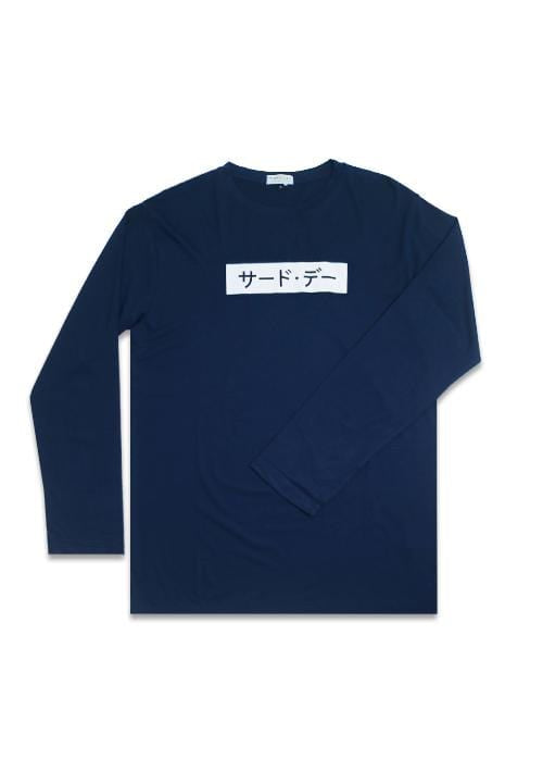 MTC90B l-s long sleeve Kaos Tangan Panjang invert katakana T-shirt Navy