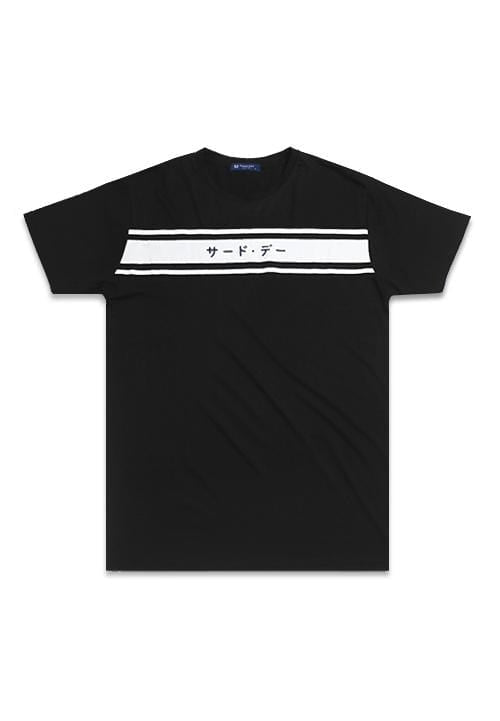 Third Day MTD12C 3line katakana blk T-shirt Hitam