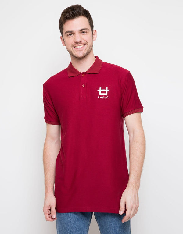 Third Day MTG80 polo casual pria logo icon shirt maroon