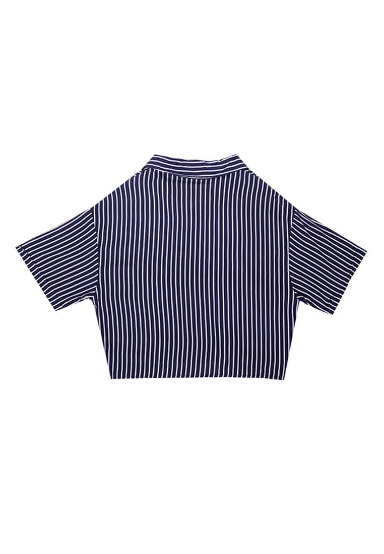 Nade Japan FT079 Kemeja pantai Wanita Kasual stripe navy