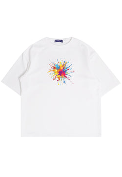 MTP82 kaos oversize art abstrak aesthetic bahan tebal scuba "colorful splat" putih