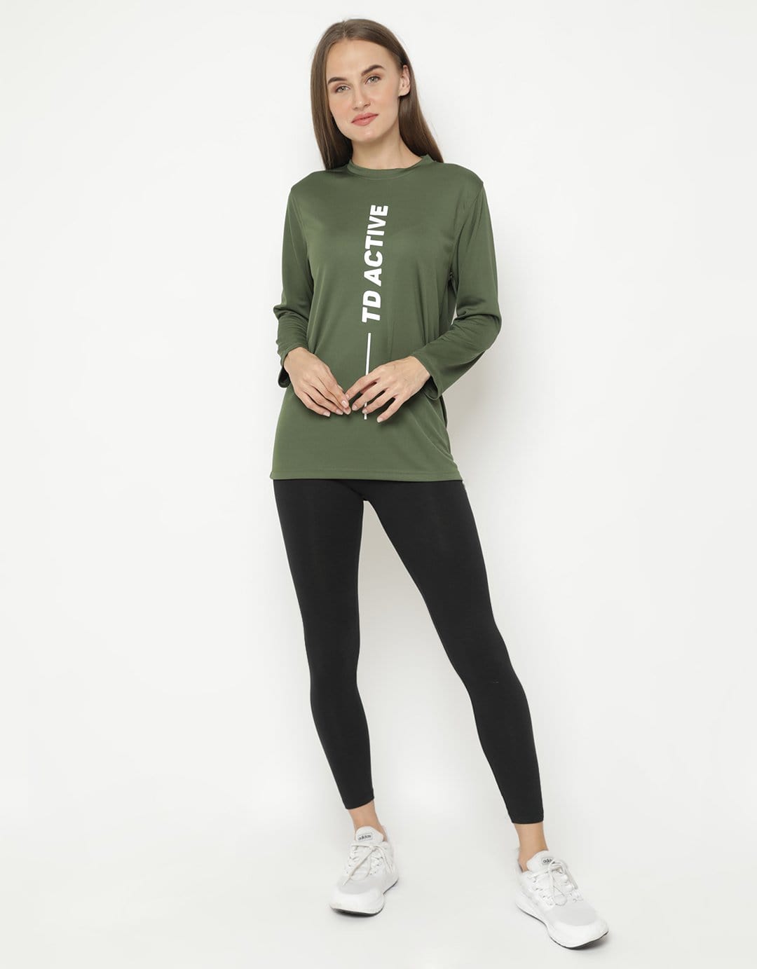 Td Active LS051 Sport ls raglan vert kaos olahraga wanita hijau TNI