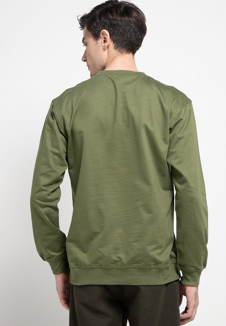Third Day MO197 sweater casual pria katakana x paragraph hijau army