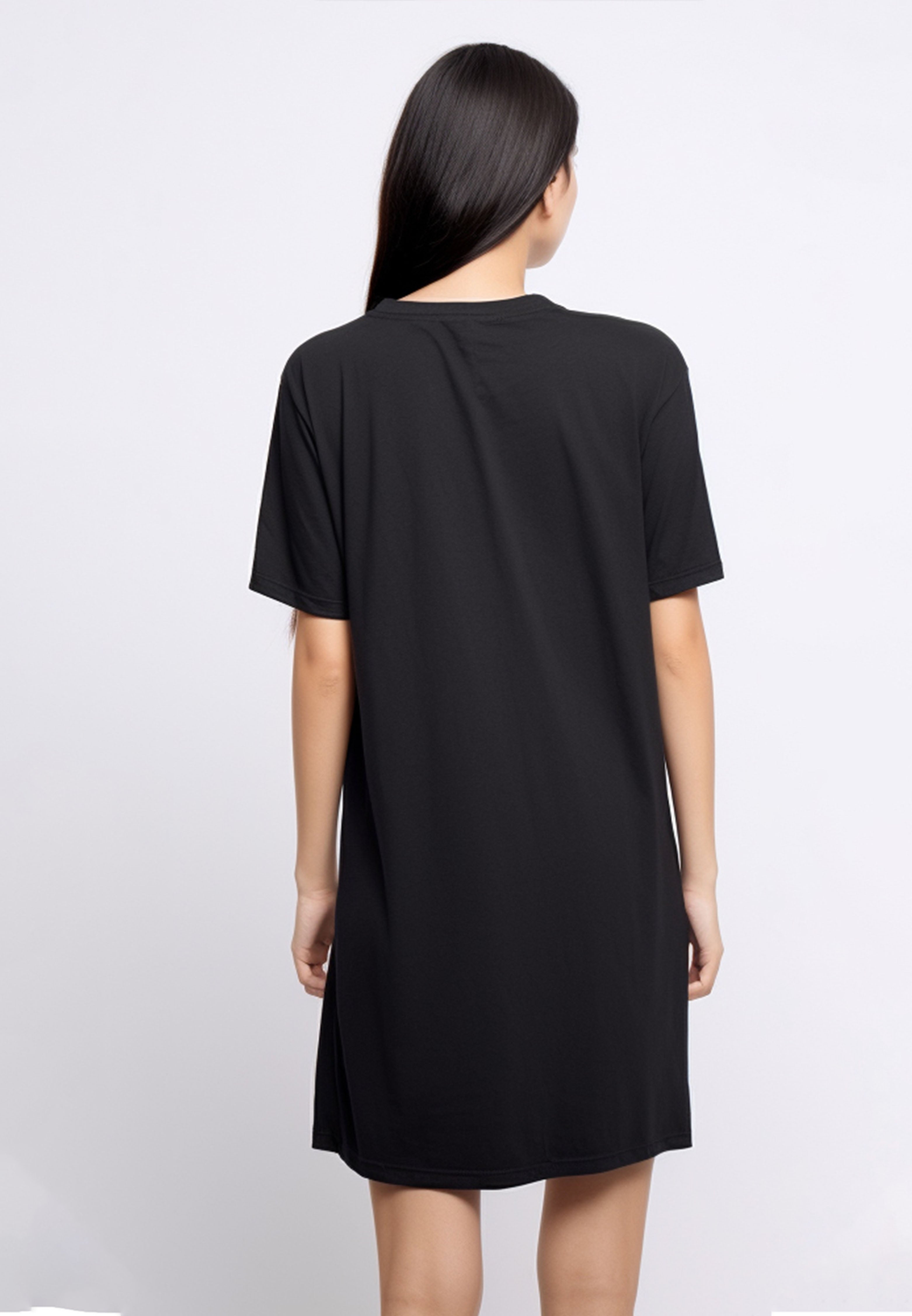 LTE99 long dress kaos t shirt wanita oversize hitam 