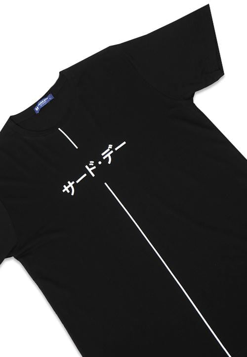 Third Day MTF96 katakana thin line ver hitam kaos pria