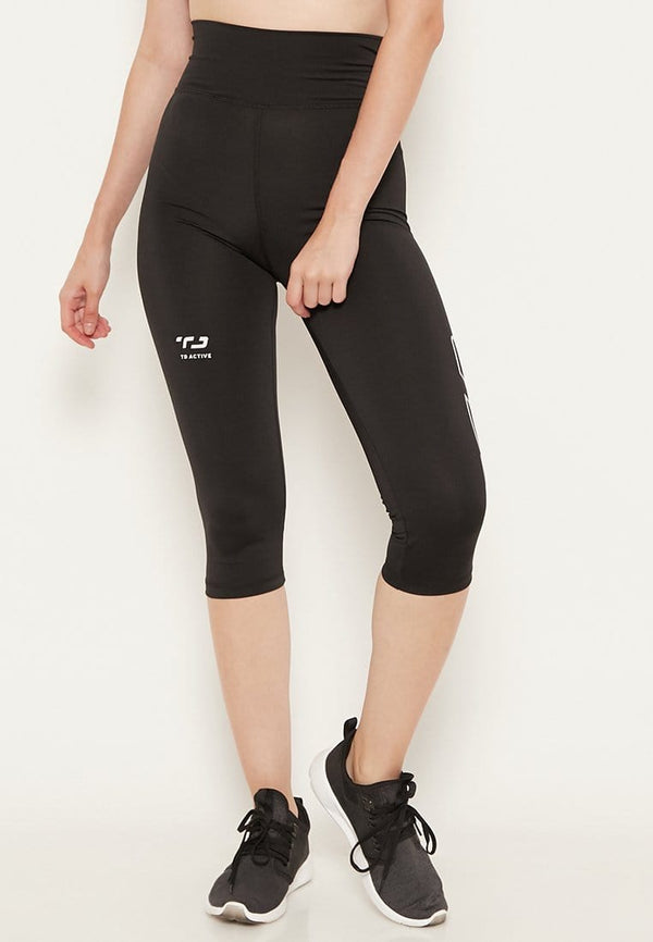 Td Active LB032 compression logo icon legging toreador olahraga wanita black