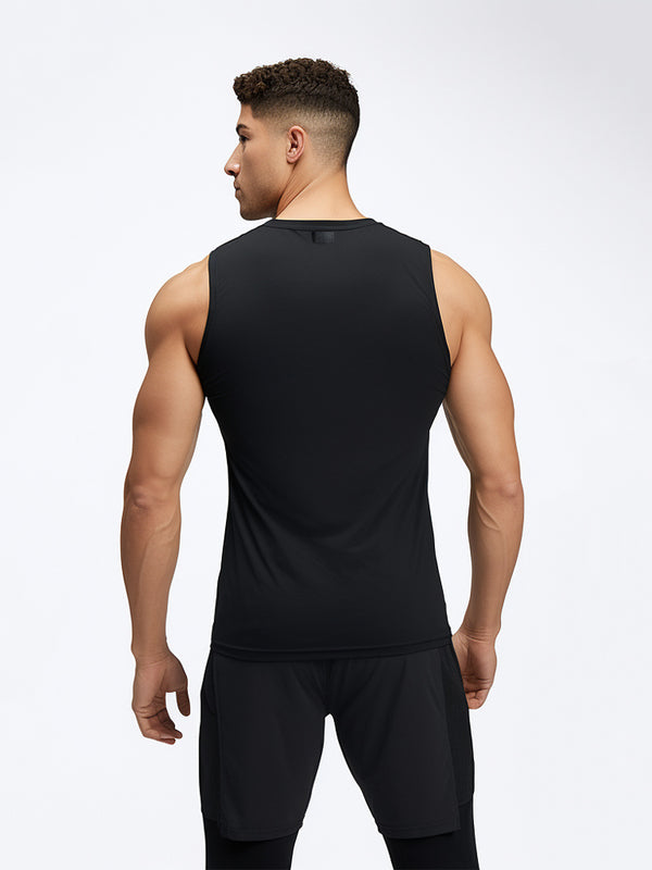 MSA03 kaos running lari pria kutung sleeveless tanktop 4way stretch nanoamid "stronger with every mile" hitam