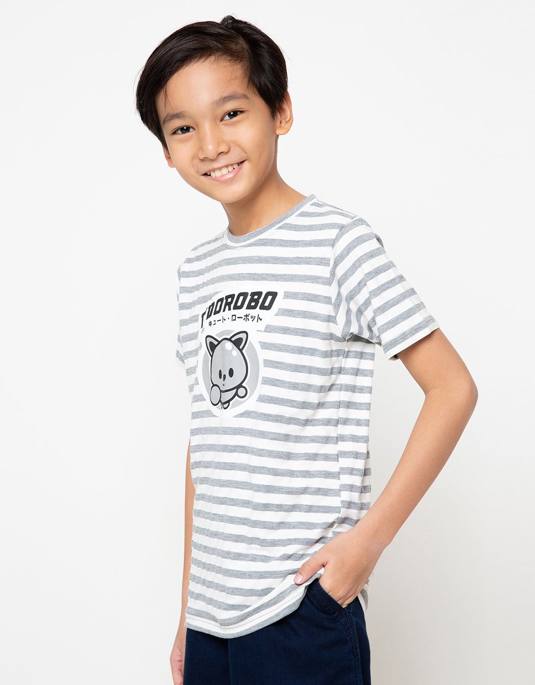 Td Kids BT155 kaos anak tido flying stripe putih abu