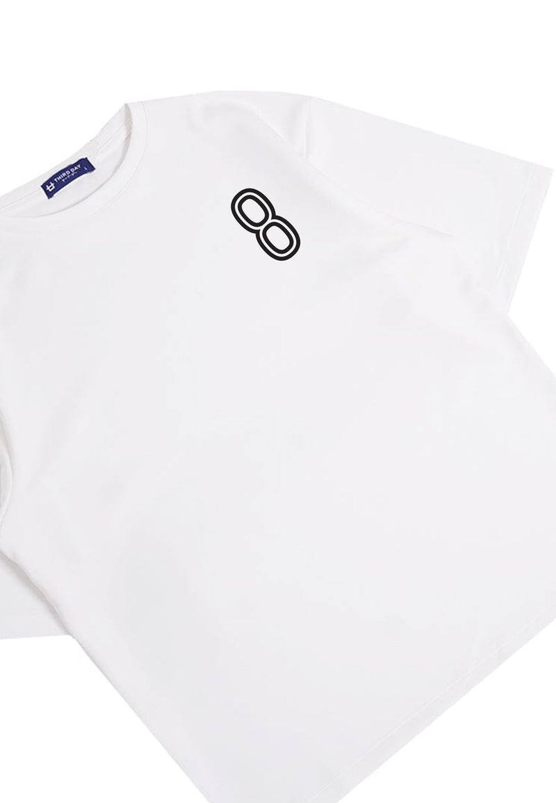 MTQ49 kaos oversize bahan tebal putih scuba pria distro "8" white putih