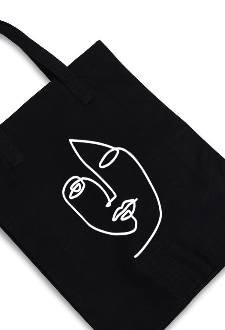 AMC77 totebag aesthetic kanvas pria wanita hitam black "art face"