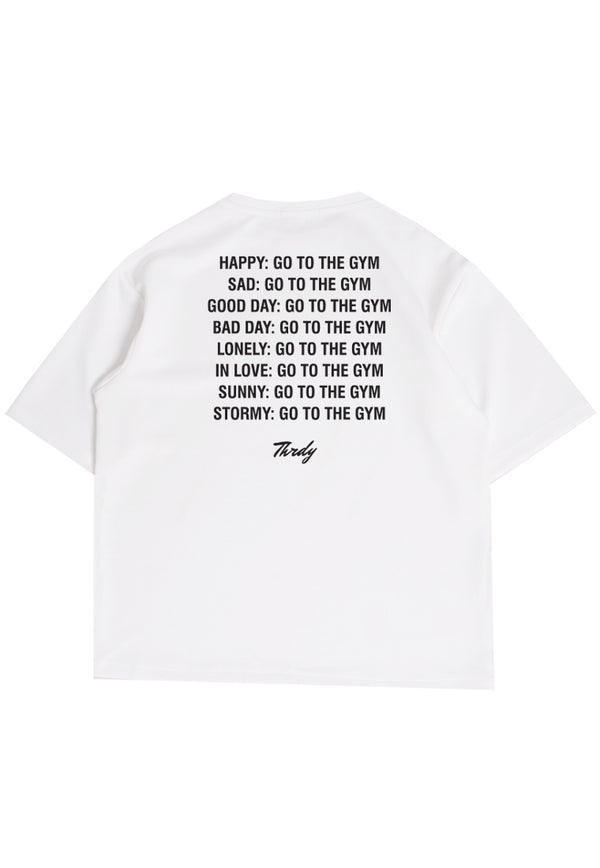 MTQ20 kaos oversize gym pria distro bahan tebal scuba "go to the gym" putih