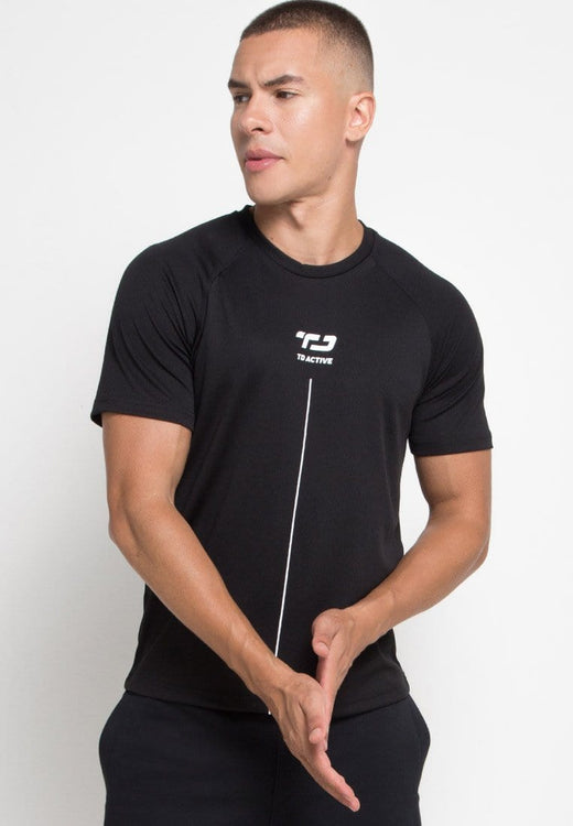 Td Active MS093 Raglan Hitam Kaos Olahraga Pria