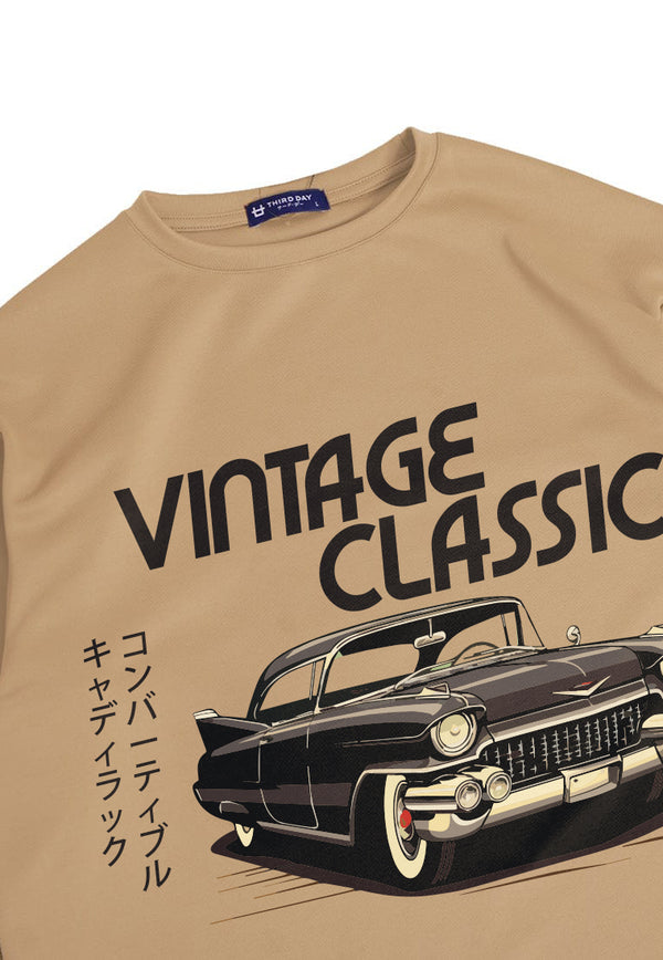 MTP87 kaos oversize retro vintage jadul bahan tebal scuba "vintage classic cadillac" khaki