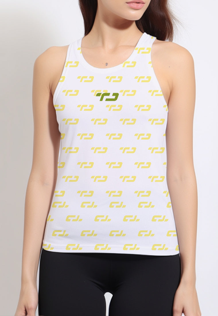 LSB71 baju olahraga drifit kutung "Td lemon shorbet ice cream" tanpa lengan tank top putih yellow green pastel