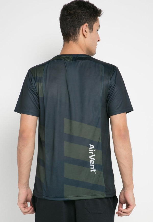 Td Active MS096 rib black green army running jersey