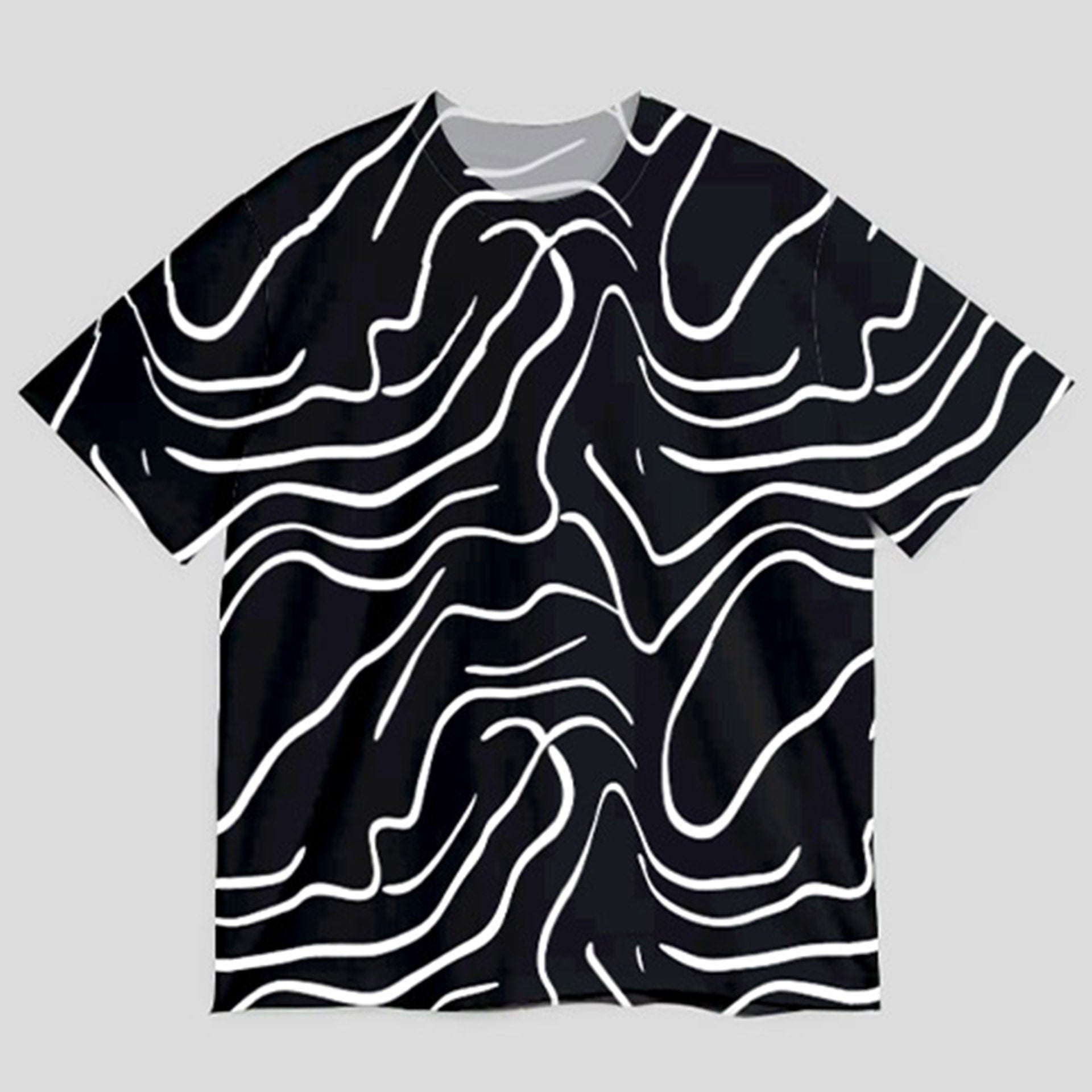 NX026 kaos oversize full print bahan light scuba pria distro jepang "abstract line"