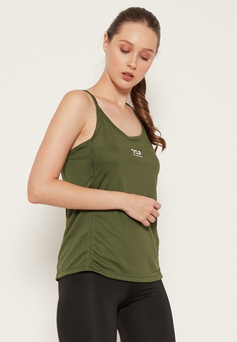 Td Active LS027 Sport tr tanktop running wanita dateng hijau TNI