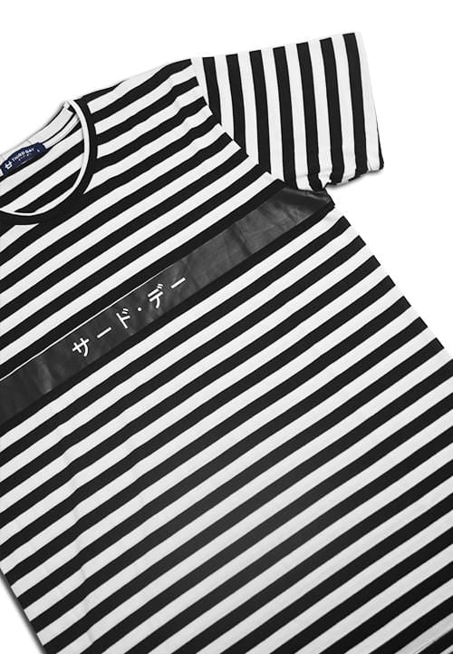 Third Day MTC98C katakana blk stripe blk-wh stp T-shirt Multiwarna