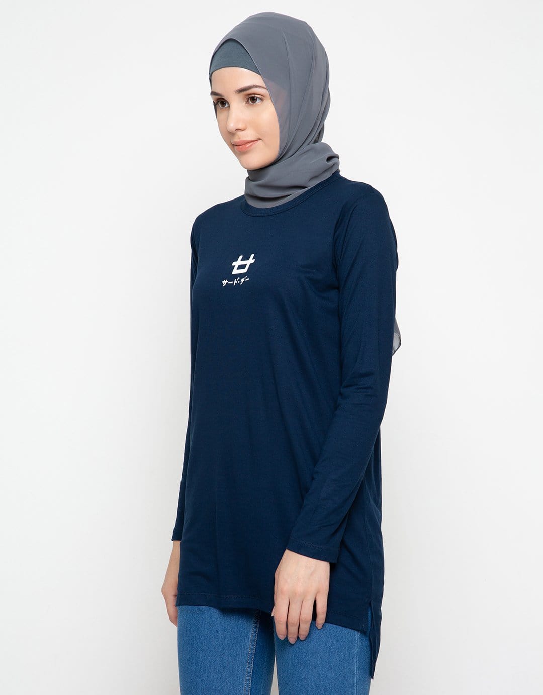 Third Day LTC92 mls logo dateng navy hijab lengan panjang wanita