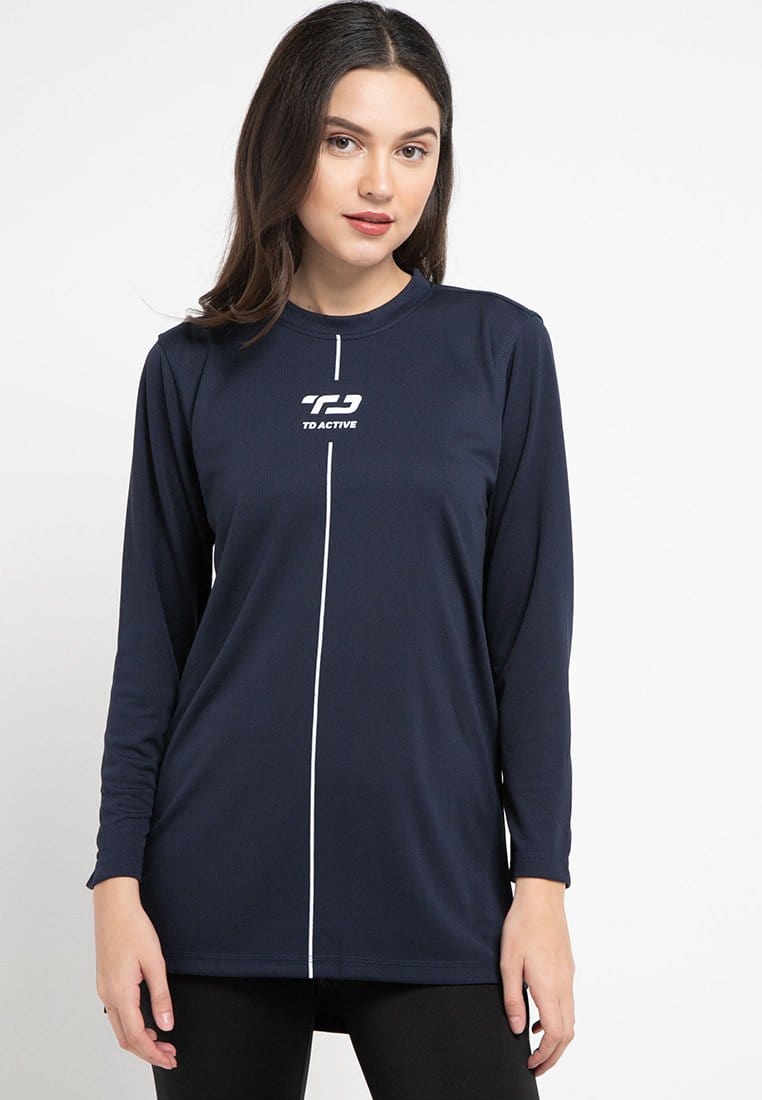 Td Active LS041 Sport mls raglan kaos olahraga wanita navy