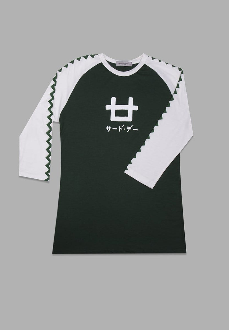 Third Day LT864Q 3/4 Lds Raglan Logo Green-wh